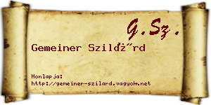 Gemeiner Szilárd névjegykártya